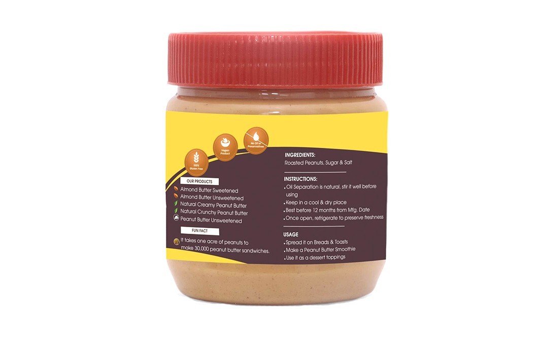 Gourmet Delicacy Natural Crunchy Peanut Butter   Plastic Jar  350 grams